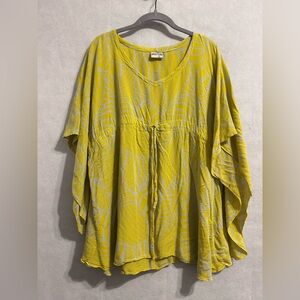 NaPau palm leaf caftan cover-up a v-neck drawstring waist OS resort wear beachy